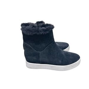 Blondo waterproof  Black Suede faux fur Ankle sneaker Booties size 6